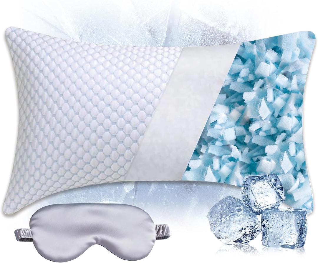 Premium Adjustable Shredded Memory Foam Pillow - Suitable for Side, Back, and Stomach Sleepers, with Cooling Fiber Machine Washable Cover (King (U.S. Standard)-1PCS)