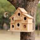 Bird Houses for Outside with Bird Feeder,6 Rooms Large Bird House,Hummingbird House for Bluebird Finch Cardinals Hanging Birdhouse for Garden