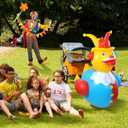 1Pcs 4.6 Feet Giant Inflatable Duck Outdoor Decorations,Huge Blow Up Yard Yellow Duck with Red Blue Clown Cloth Duck Pool Float for Summer Beach Pool Carnival Birthday Party Garden Decor (1Pack)