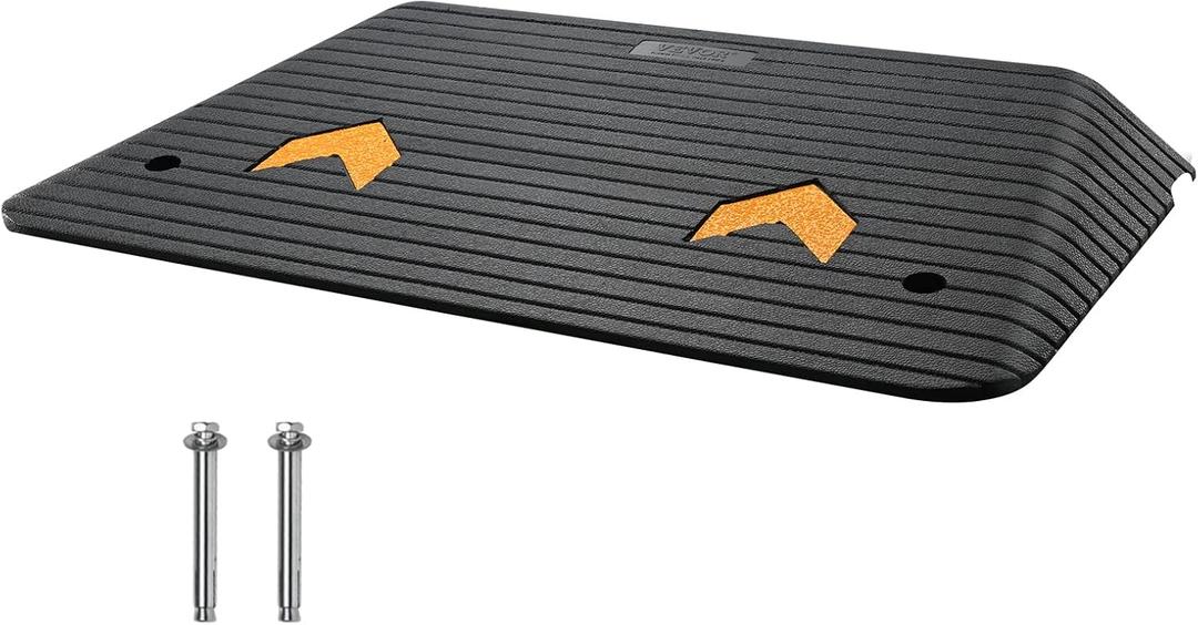 VEVOR 3.5" Rise Threshold Ramp Doorway, Recycled Rubber Power Wheelchair Ramp 3 Feet Long, 33069Lbs Load Capacity, Non-Slip Surface Rubber Solid Threshold Ramp for Wheelchair and Scooter
