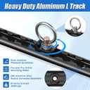L Track, L Track Tie Down Rails Kit 2 Pack, 48" (4ft) Black Aluminum L Track Rails with 4 O-Ring & Mounting Screws, Heavy Duty L Track System for Truck Bed, Trailer, ATV, UTV & Cargo Management