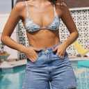onlypuff Women Denim Shorts Ripped Mid Waisted Jean Shorts with Pockets (Blue, S)