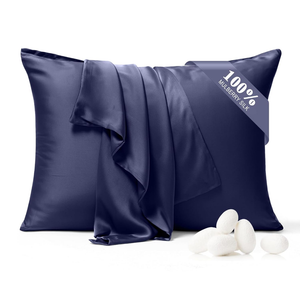 100% Pure Silk Pillowcase 2 Pack for Hair and Skin, Both Sides 23 Momme Grade 6A+ Mulberry Silk Pillowcases with Hidden Zipper, Soft&Smooth Cooling Pillow Cases (Navy Blue, King 20x36)