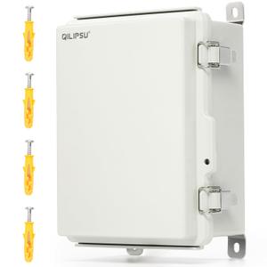QILIPSU UL94-V0 Outdoor Electrical Box 8.3"x6.3"x3.9" Waterproof Junction Box Weatherproof PC/ABS Alloy Plastic IP66 Project Electric Enclosure Grey Hinged Door