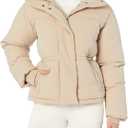 Amazon Essentials Women's Short Waisted Puffer Jacket (Tan) Small