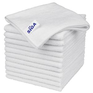 MR.SIGA Microfiber Cleaning Cloth, All-Purpose Microfiber Towels, Streak Free Cleaning Rags, Pack of 5, White, Size 32 x 32 cm(12.6 x 12.6 inch)