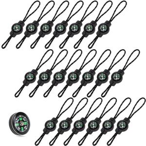 HOSTK 20 Pcs Mini Survival Compass, Outdoor Camping Hiking Pocket Compass, Liquid Filled Mini Compass for Emergency Survival Paracord Bracelet Necklace Key Chain