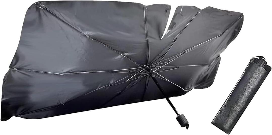 Windshield Sun Shade, Sun-Proof and Heat Insulation Retractable Automatic Opening Parasol, Interior Anti-Aging Privacy Protection Cover, Universal for Cars Trucks (Silver #with Opening) (1 PC)