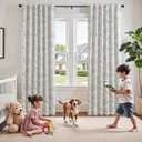 jinchan 95% Blackout Nursery Curtains 84 Inches Long, Bunny Woodland Toile Easter Decor Curtains Grey on Beige Animal Printed Drapes for Bedroom Spring Decoration Farmhouse Window Treatment 2 Panels