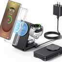 3 in 1 Magnetic Foldable Wireless Charger for Samsung, Fast Mag-Safe Charging Station for Galaxy S26 S25 S24 Ultra Plus/Z Fold/Z Flip 7/6/5, Charger Stand for Galaxy Watch Ultra /8/7/6/5/Pro, for Buds