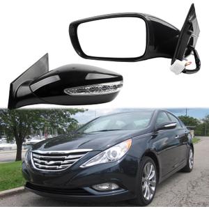 Dasbecan Driver Side Mirror Compatible With 2011-2014 Hyundai Sonata Left Door Mirror Black With Manual Folding/Heated/Power Glass/Turn Signal Replace# HY1320168 87610-3Q110 (7Pin)