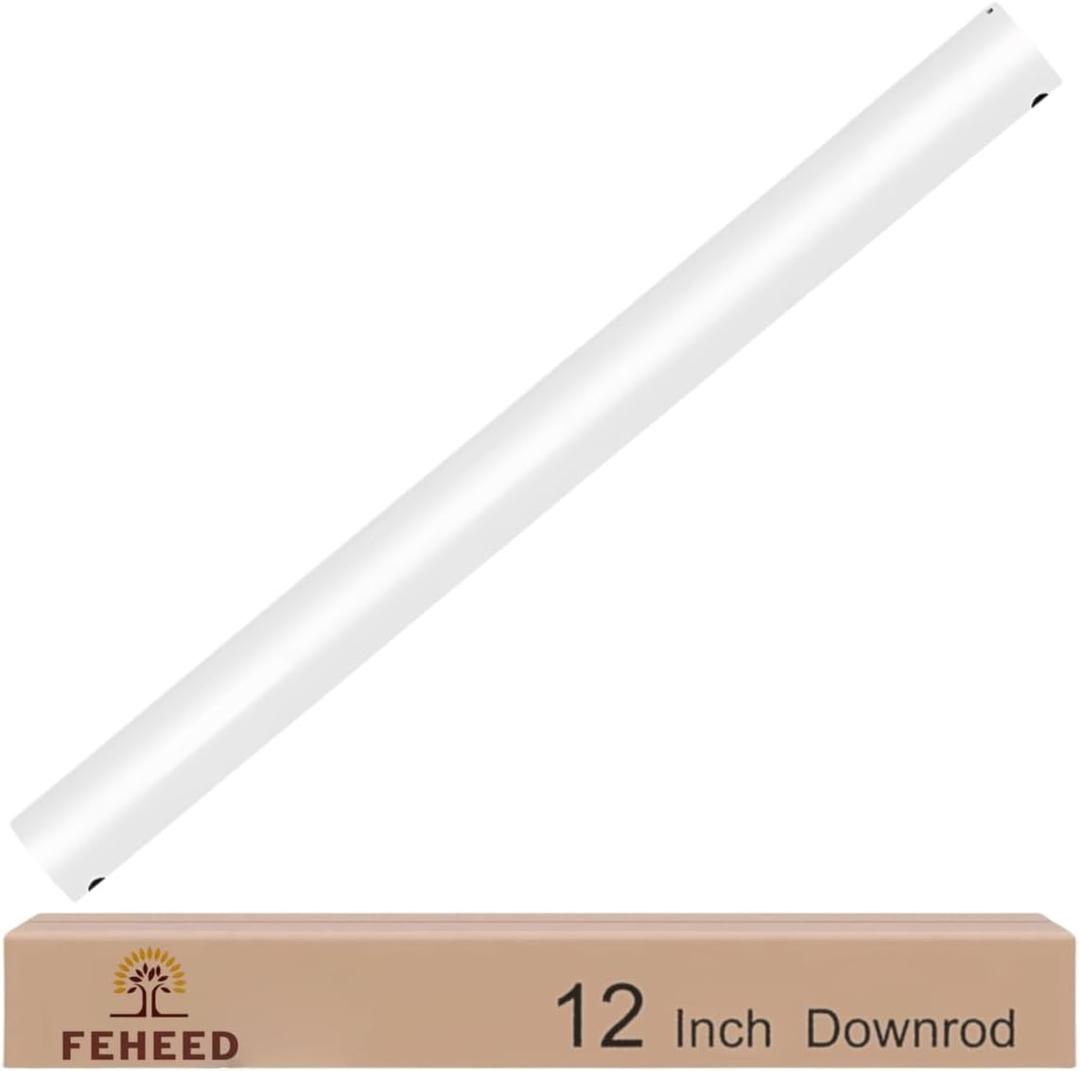 12 Inch Ceiling Fan Downrod, White Ceiling Fan Extension Rod (No Threads),Universal Down Rods for Ceiling Fans,Easy Installation, 18" inches