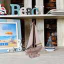 Wood Sailboat Decor Nautical Decoration for Home, 10.75" H Vintage Sail Boat Model Ship Rustic Beach Ocean Theme Tabletop Decor for Bathroom Living Room Party Decor (Rustic Wood)