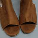 ZBYY Womens Peep Toe Ankle Booties Chunky Heels Cutout Back Zipper Sandals Suede Side Ankle Strap Dress Sandals (10, Brown)