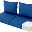 22x22 inch Outdoor Chair Cushion Set of 2, Fade-Resistant Deep Seat Patio Cushions with Handle Straps, Patio Furniture Cushion for Seat Patio Chairs, Rattan Furniture, Light Blue