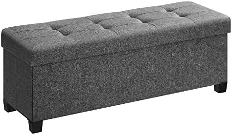 Amazon.com: SONGMICS Storage Ottoman Bench, Foldable Foot Rest with Legs, 15 x 43 x 15.7 Inches, End of Bed Bench, Storage Chest, Load up to 660 lb, for Living Room, Bedroom, Entryway, Slate Gray ULSF018G01 : Home & Kitchen