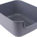Large Cat Litter Box with High Sides,Cat Boxes for Indoor Cats,Cat Litter Pan for Kitty,Litter Box with Low Entry,Easy to Clean,Anti-Splashing (Grey)