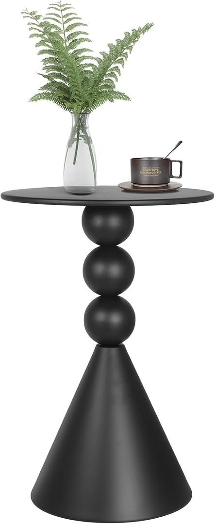 Metal Round Martini Table,Vintage Drum Side End Table,Modern Nightstand Accent Pedestal Tables Coffee Tables for Small Space Living Room, Bedroom,Black, 15.70"D X 15.70"W X 24"H