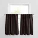 PONY DANCE Short Window Curtains - Back Tab Valances Home Decor Small Panels Light Block for Nursery/Bay Windows Bathroom, 42 Wide x 36 Inches Long, Brown, 2 Pieces
