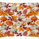 Satin Pillowcase for Hair and Skin, Pumpkin Marble Leaf Silk Pillow Case Queen Size Silky Pillowcases with Zipper Cooling Pillow Cover (20x30 Inches)