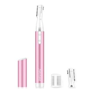 Upgraded Eyebrow Trimmer, Precision Electric Eyebrow Razor for Women Battery-Operated Facial Hair Remover with Comb No Pulling Sensation Painless for Face Chin Neck, Upper-Lip, Peach-Fuzz (Pink)
