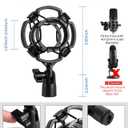 BILIONE Multifunctional Desktop Microphone Stand, Adjustable Mic Stand Desk with Pop Filter, Shock Mount, Microphone Clip, 5/8" to 3/8" Metal Screw Adapter