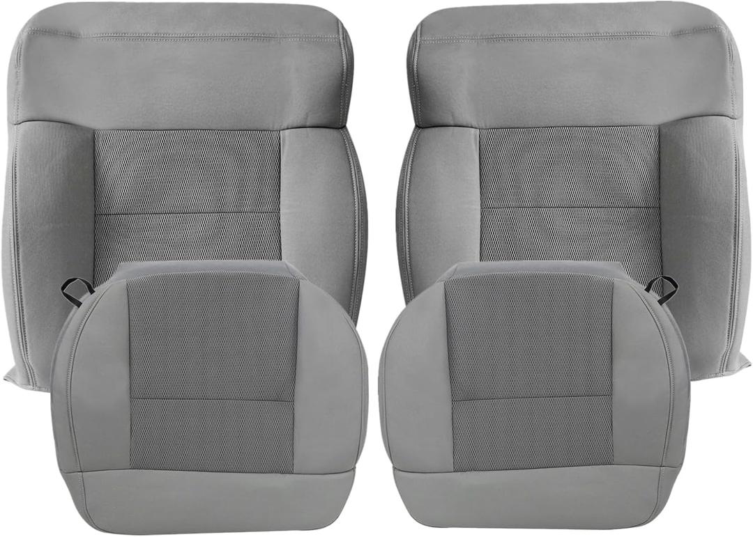 FZJDSD Flint Gray Cloth Driver & Passenger Bottom & Top Lean Back Replacement Seat Covers Compatible with Ford F150 XLT 2004 2005 2006 2007 2008