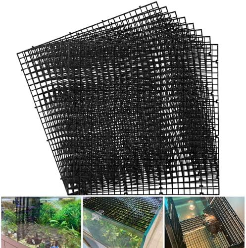 Egg Crate Plastic Aquarium Fish Tank Divider Filter Bottom Plastic Grid Fish Tank Isolation Board Egg Crate Tray((Black, 8pcs 11.8X11.8Inch with 0.35Inch Hole)