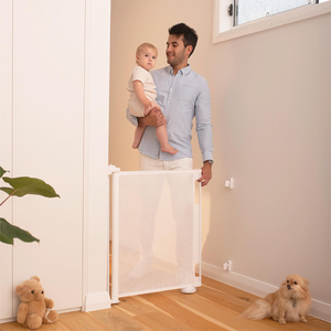 Perma Child Safety Retractable Baby Gate - Mesh Dog & Pet Gate for Stairs