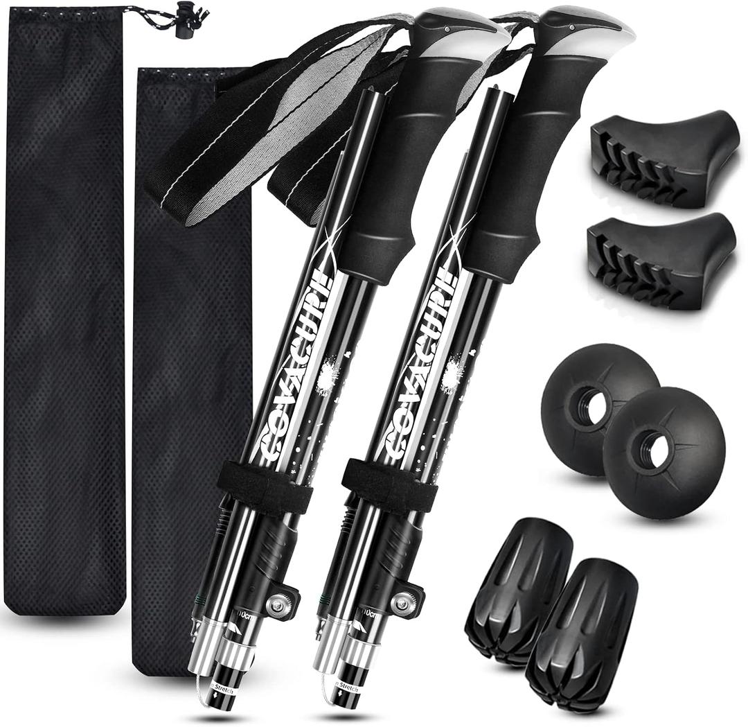 Covacure Hiking Poles Collapsible Trekking Poles - Aluminum Alloy 7075 Walking Sticks for Hiking with Telescopic & Foldable Tri-fold Design Hiking Gear for Women Men, Hiking, Camping, Climbing, 39.4"/100cm-47.2"/120cm
