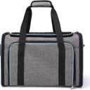 Cat Carrier Outdoor Portable Handheld Pet Bag Foldable Expandable Pet Backpack Breathable Cat Crate Cat Backpack for Small Medium Large Size (Grey With Blue Wrap)