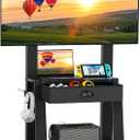 Mobile TV Cart with Drawer,for 23-75 inch Flat/Curved Screen Up to 120lbs,Adjustable Height Rolling TVs Floor Stand with 2 Tiers Shelves,Locking Wheel,for Indoor Outdoor,Max VESA 600x400mm,Black