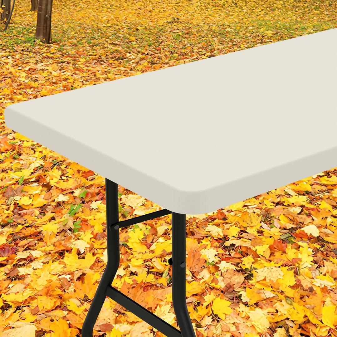 Smiry Rectangle Tablecloth, Elastic Fitted Flannel Backed Vinyl Tablecloths for 6ft Folding Tables, Waterproof Wipeable Table Covers for Indoor, Outdoor, Picnic and Camping (Beige, 36"x72") Smiry Rectangle Tablecloth, Elastic Fitted Flannel Backed Vinyl Tablecloths for 6ft Folding Tables, Waterproof Wipeable Table Covers for Indoor, Outdoor, Picnic and Camping (Beige, 36"x72")