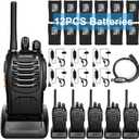 BaoFeng Walkie Talkies for Adults Long Range Rechargeable Walkie-Talkie with 12PCS Batteries & Earpieces with Mic, Portable FRS Two Way Radios for Business Camping Family Kids, Black BF-88A 6Pack