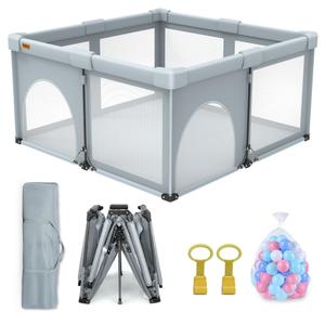 Foldable Baby Playpen,59x71 Inches Portable Playpen, Collapsible Play Pen for Babies and Toddlers, Indoor & Outdoor Baby Fence Play Area, Cold Gray