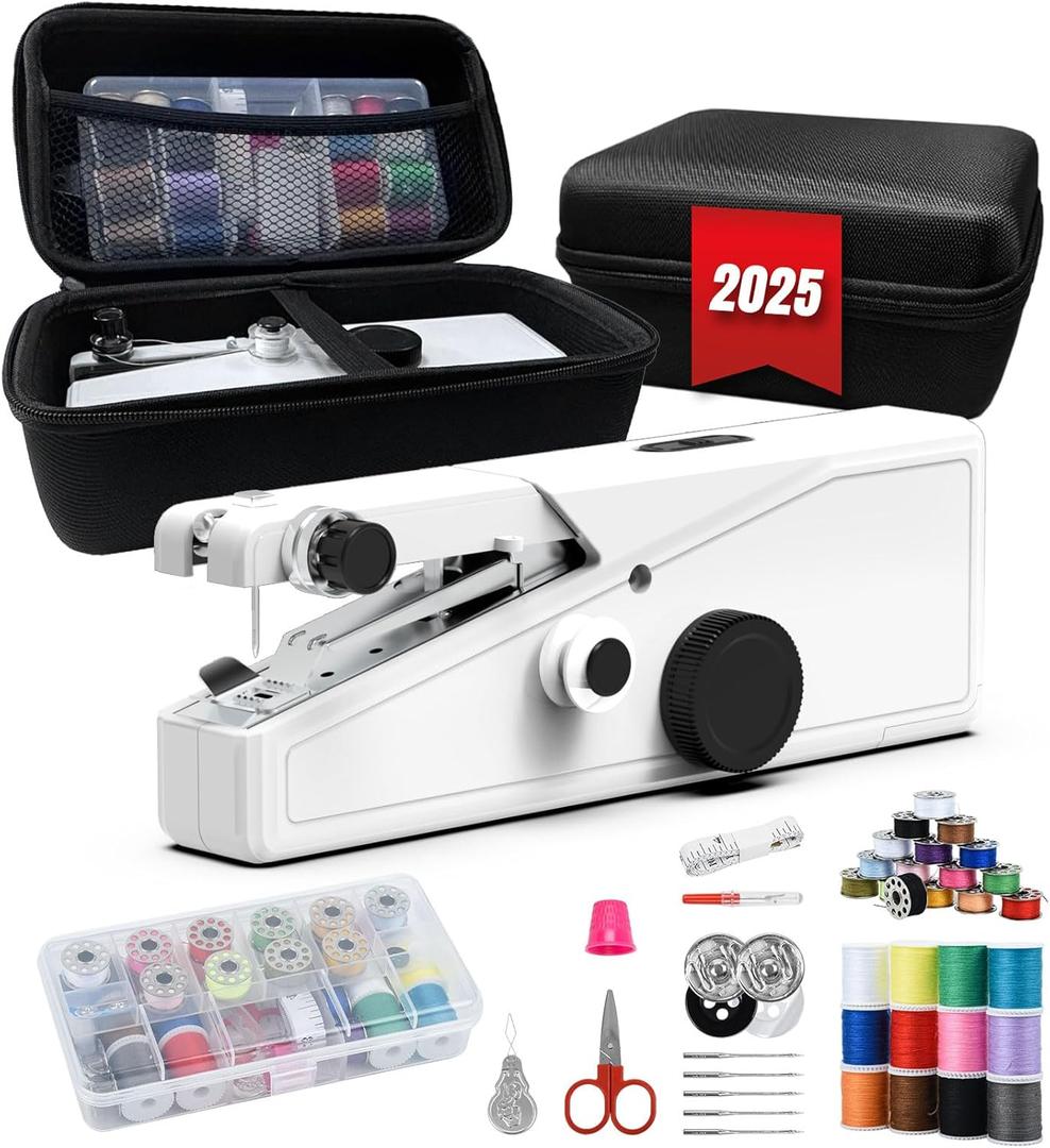 Handheld Sewing Machine for Beginners - Portable Cordless Mini Sewing Machine, Complete Sewing Kit & Accessories - Easy Electric Stitching for Home, Travel & DIY Repairs