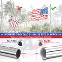 REERON Flag Pole for House, 6 FT Stainless Steel Spinning Flag Pole Kit, 1" Rustproof Porch Flagpole with 360 Tangle Free Metal Flagpole Rings & 2-Position Bracket for Outdoor Sport for 3x5 Flags