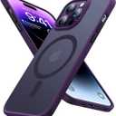 TORRAS Stronger Magnetic for iPhone 14 Pro Case, 12 FT Military Grade Drop Tested, Compatible with MagSafe, Slim Protective Matte Silicone for iPhone 14 Pro Phone Case, Translucent Back/Purple Edge (4 Translucent Purple)