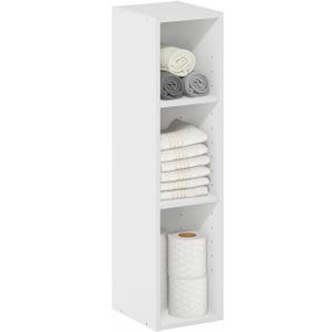 Furinno Fulda Book Shelf, 3-Tier Narrow Storage Cabinet, Bookcase with 8-in Width Storage Shelf, 9.3 x 7.9 x 31.5, for Living Room, Bedroom, Home Office, White