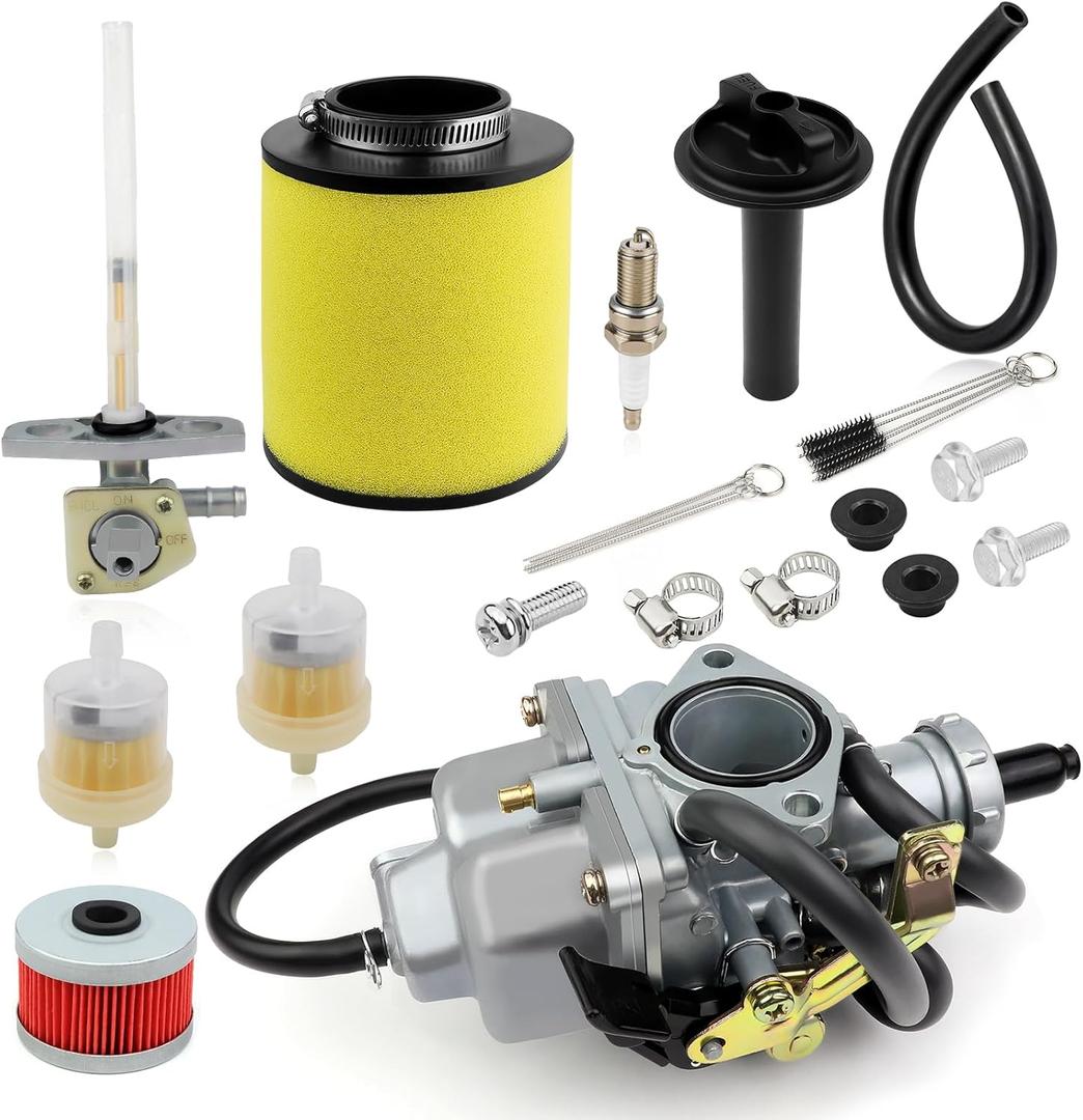 Carburetor Gas Fuel Tank Petcock Air Filter For Honda Fourtrax Recon TRX250 TRX250TE 2002-2014 Fourtrax Recon TRX250TM 2002-2007 Recon TRX250 1997-2000 16100-HM8-B01 17254-HM8-000 16950-HN7-003
