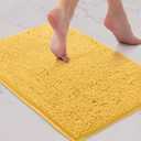 LuxUrux Bath Mat, Extra-Soft Plush Non-Slip Bathroom Rug, Luxury Chenille Microfiber Material, Super Absorbent Shaggy Bath Rug. Machine Wash & Dry (17 x 24 inches, Yellow)