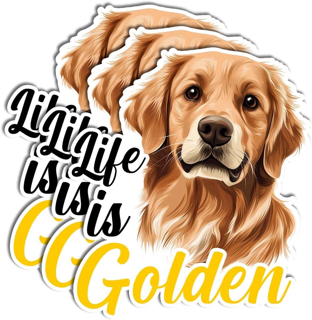 3PCS Golden Retriever Sticker Pack  Cute Cartoon Dog Vinyl Decals, Waterproof Sticker for Water Bottle, Phone, Luggage, Skateboard, Gifts for Dogs Owners & Kids