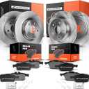 A-Premium Front Vented & Rear Solid Disc Brake Rotors + Ceramic Pads Kit Compatible with Select Ford Models - Escape 2013 2014 2015 2016, 12-PC Set