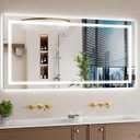 24"x48" LED Bathroom Mirror with Lights, Anti-Fog, Backlit + Front Lit, Dimmable, Led Vanity Mirror for Wall, Lighted Bathroom Mirror, 3 Colors, Shatter-Proof Tempered Glass (White)