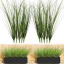 10PCS Fake Grass Filler Decor Artificial Grass Plants Outdoor Faux Plants Artificial Tall Shrubs Wheat Grass Greenery Stems UV Resistant Onion Grass For Outdoor Indoor Vase Planters Home Decor, Green