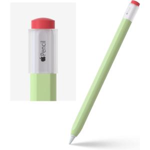 ELETIUO Silicone Case Compatible with Apple Pencil 2nd Generaion Cover, Protective Holder Grip Sleeve with Cap Accessories Compatible with iPad Pro 11 12.9 inch, Green