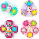 Usrela 4Pcs Suction Cup Rotating Toys for 1 Year Old Boy Girl, Bath Toys for Baby 12 18 Months, 1 2 Year Old Boy Birthday Gift, Sensory Toy for Toddler 1-3