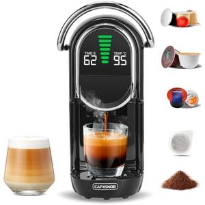 Magician1 Mini Espresso Machine for Nespresso Original, Dolce Gusto, Lavazza Blue, ESE Pods, 19-Bar Coffee Machine for Ground Coffee, Coffee Maker with adjustable Temp & Cup Size, 21oz Reservoir