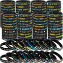 60 Pcs Motivational Silicone Bracelets Motivational Quote Rubber Wristbands Inspirational Silicone Wristband for Kids Children Teens Women Men School Home Office Party Favor Gifts (Black)