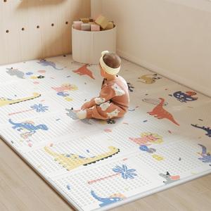 Baby Play Mat Foldable Baby Floor Play Mat Large Soft Foam Playmat for Babies Reversible Waterproof Padded Baby Girl Play Mat Portable Thick Crawling Mat for Indoor Outdoor(50"*78"*0.4") (Dinosaurs)